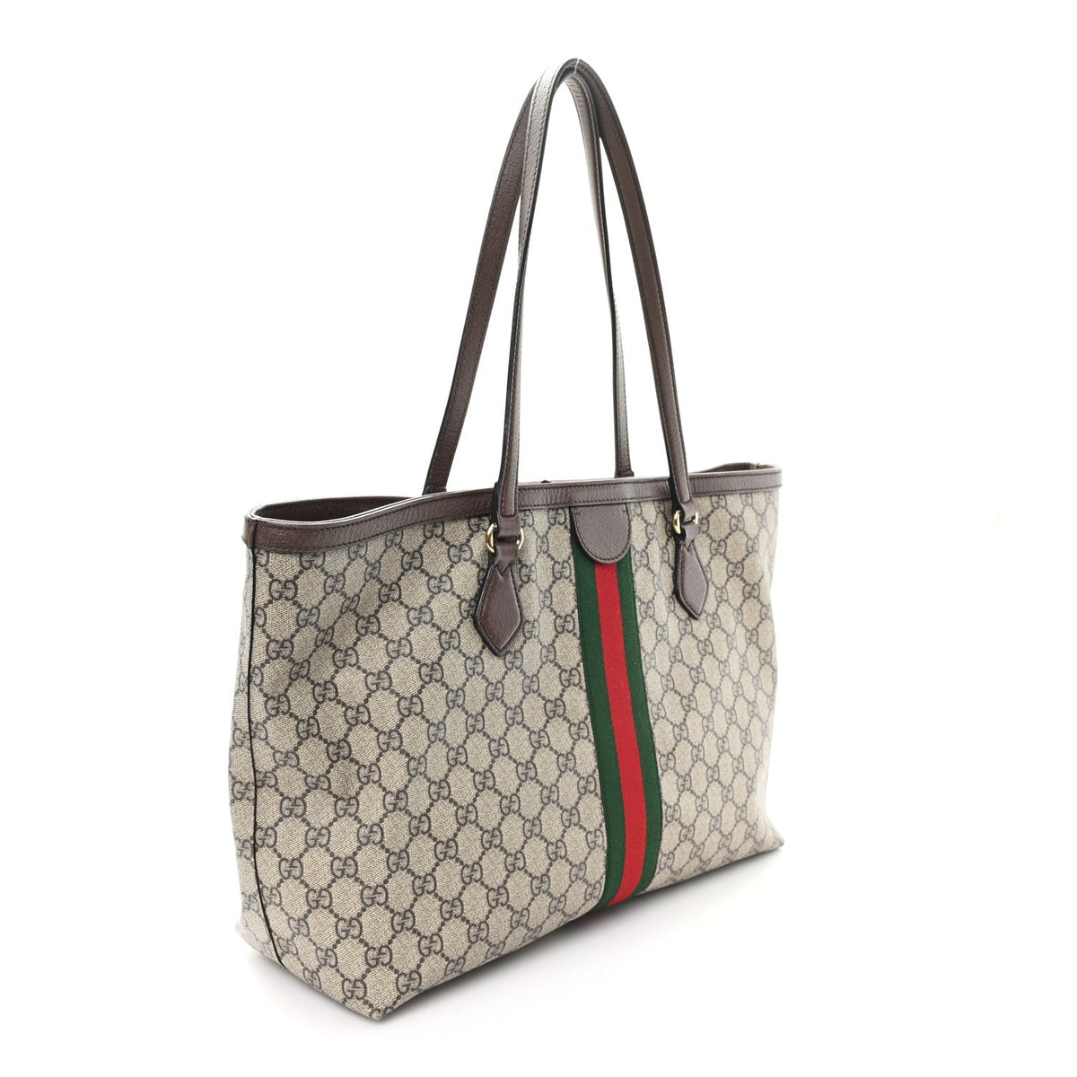 GG Supreme Monogram Medium Ophidia Shopping Tote Brown