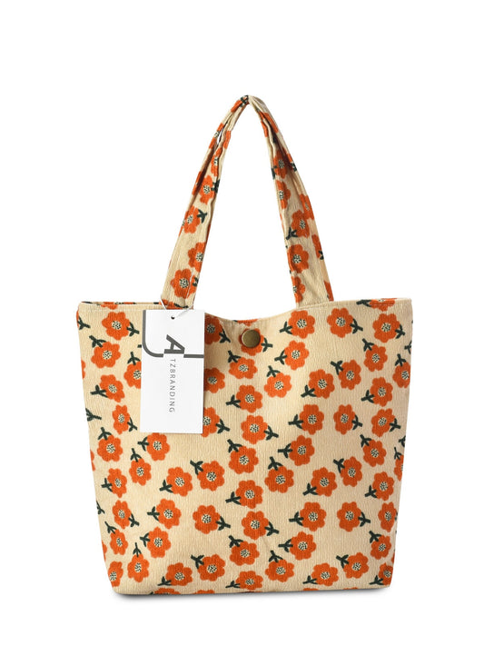 Cosbai - Small Vintage Artistic Floral Tote Bag