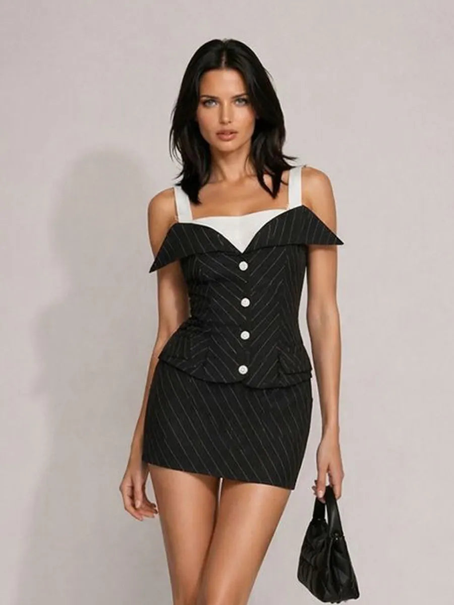 Zoey Striped Patchwork Strappy Two Piece Set