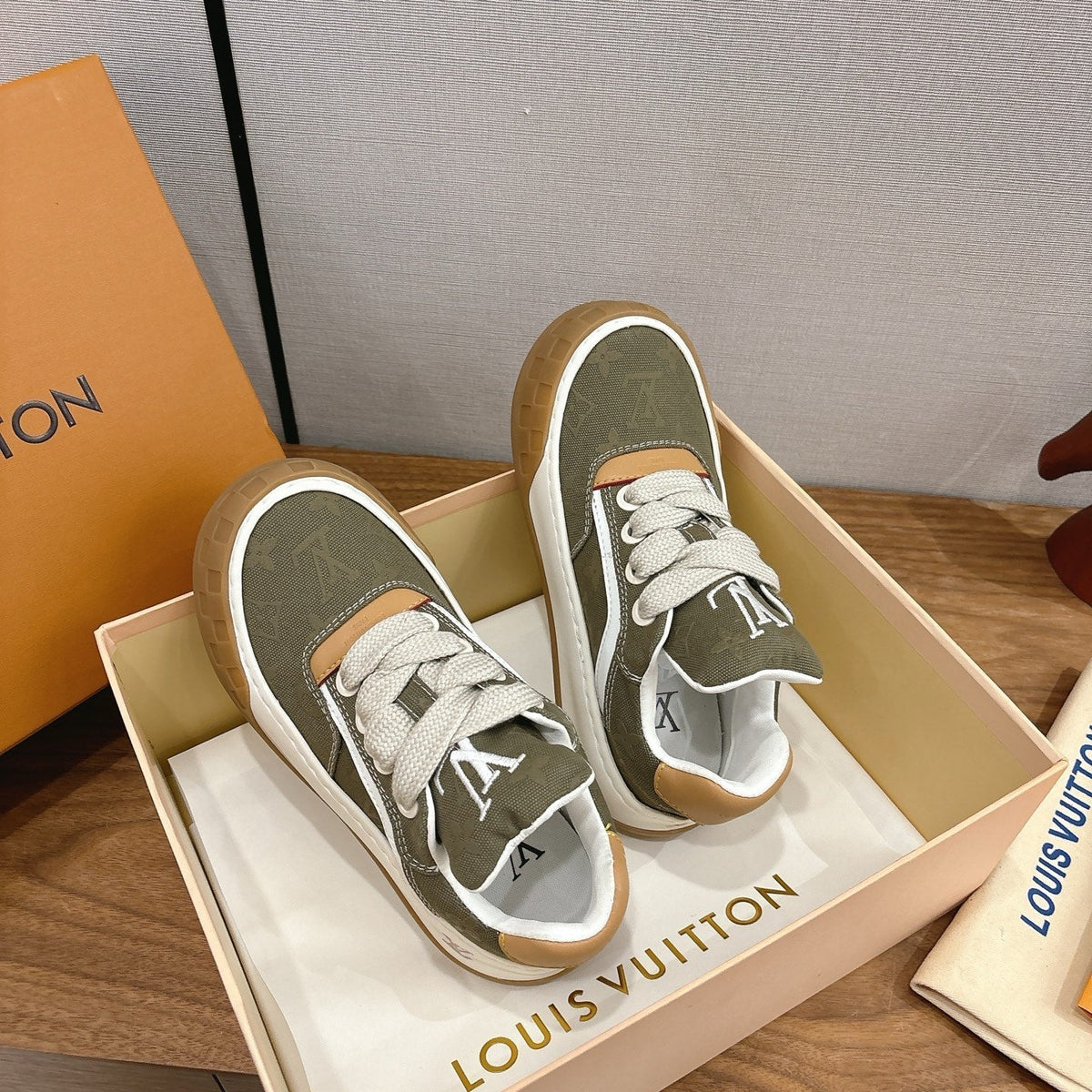 LV 2026 Tilted Sneaker Green Canvas Leather 594936