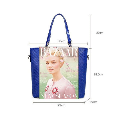 6-Piece Solid Color Embossed Handbag Set