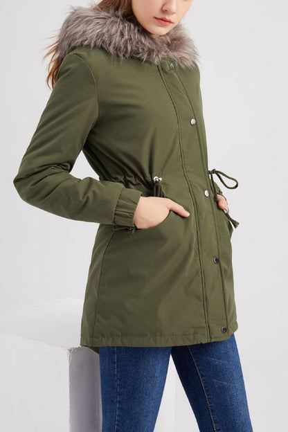 Hooded winter warm fleece coat with cotton padded jacket