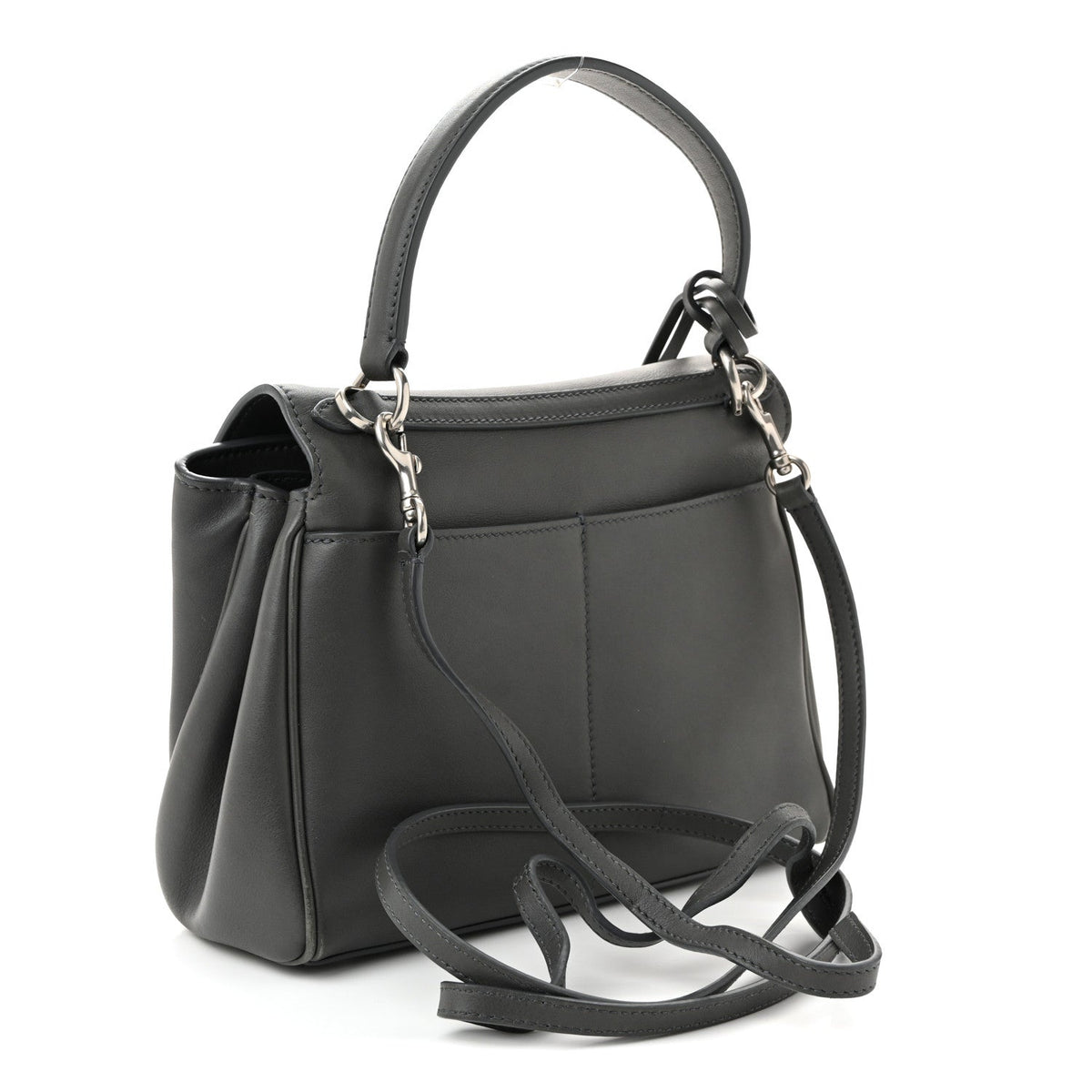 Natural Smooth Calfskin Mini Rodeo Top Handle Handbag Grey