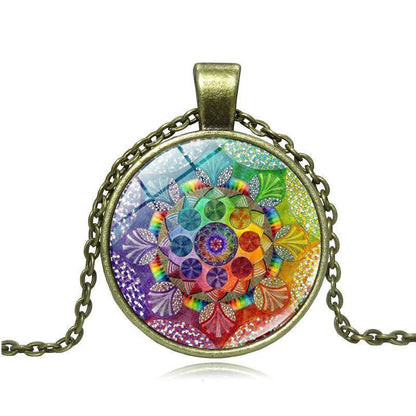 Vintage  Long Chain Mandala Necklace