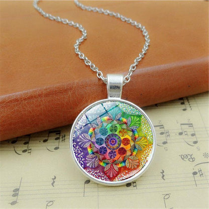 Vintage  Long Chain Mandala Necklace