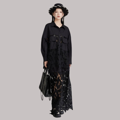 Lace-Trimmed Panel Skirt