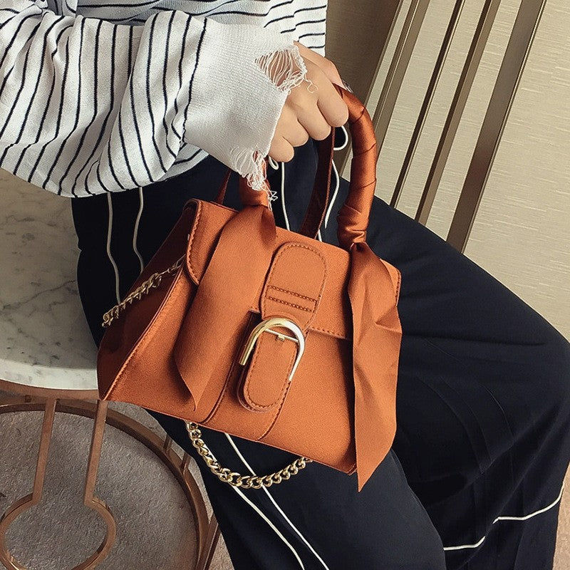 Velvet Bowknot Buckle Handbag
