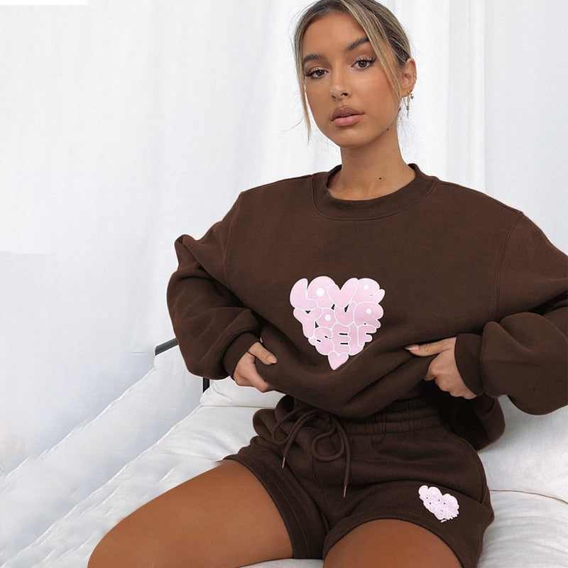Casual Loose Round Neck Shorts Suit