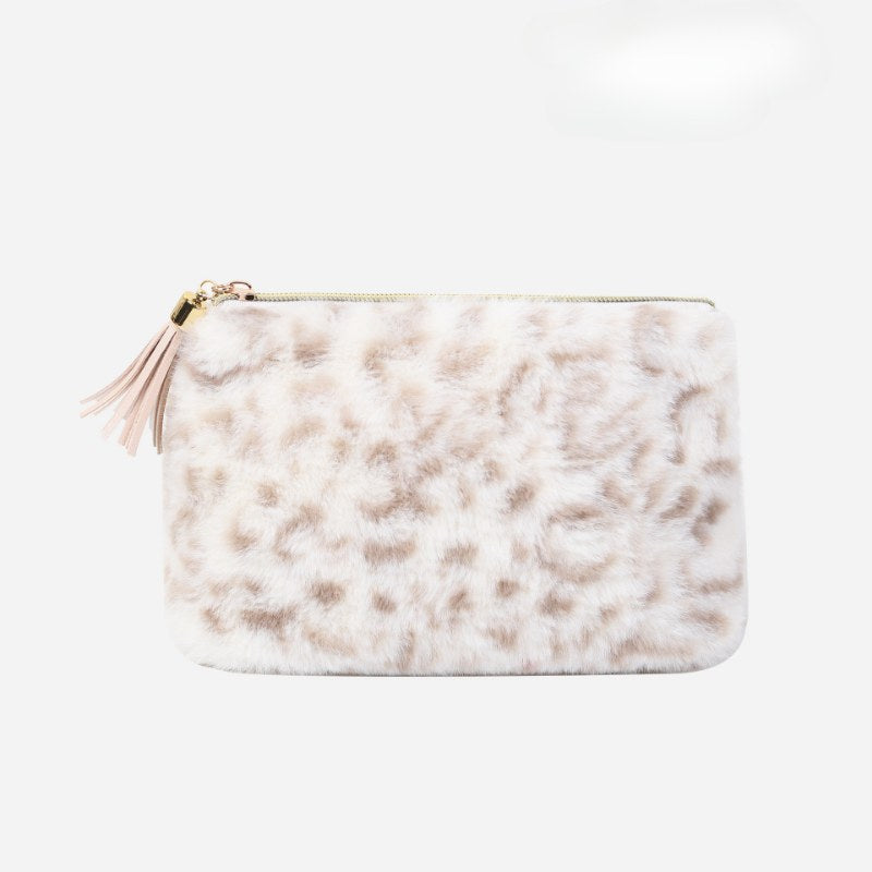Leopard Print Plushed Large Capacity Makeup Bag
