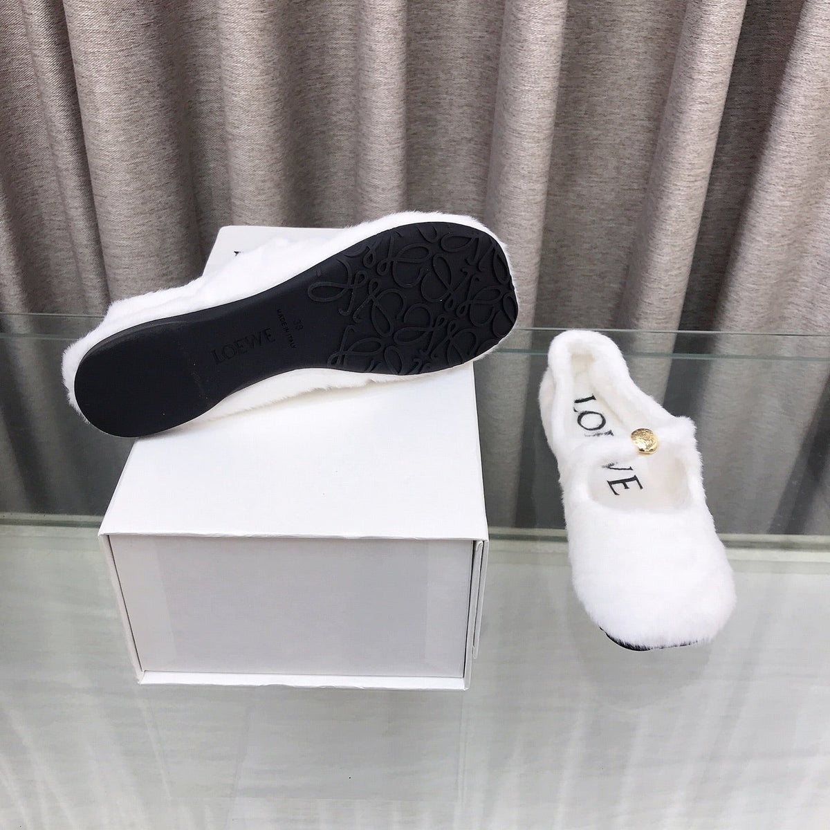 Loewe 2026 Ballet Flat White in Wool 597433