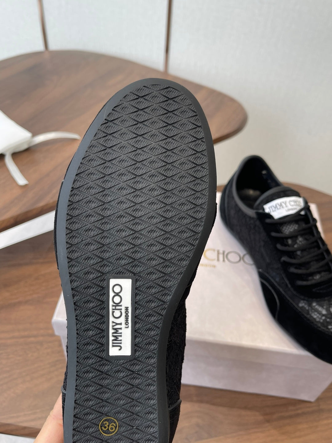 Jimmy Choo Sunny F Sneaker Black Lace Leather