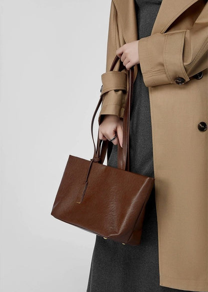 Structured Leather Tote with Crossbody Strap
