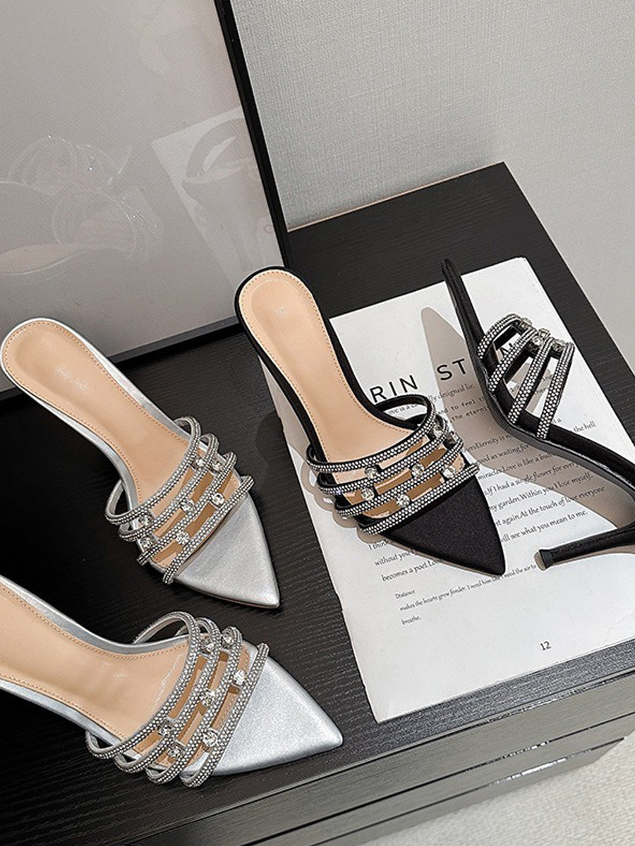 Raina Rhinestone High-Heel Slides
