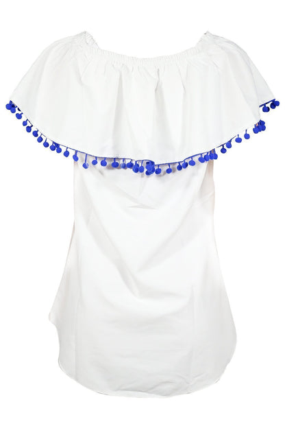 Pompom Off The Shoulder Ruffles Short Sleeve Loose Blouse Tops