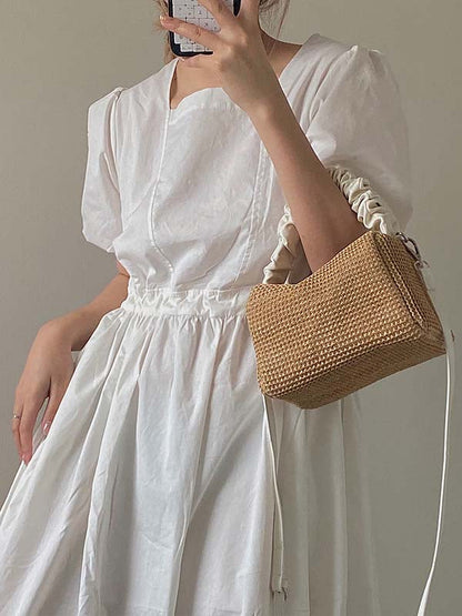 Casual Weave Contrast Color Handbags Accessories