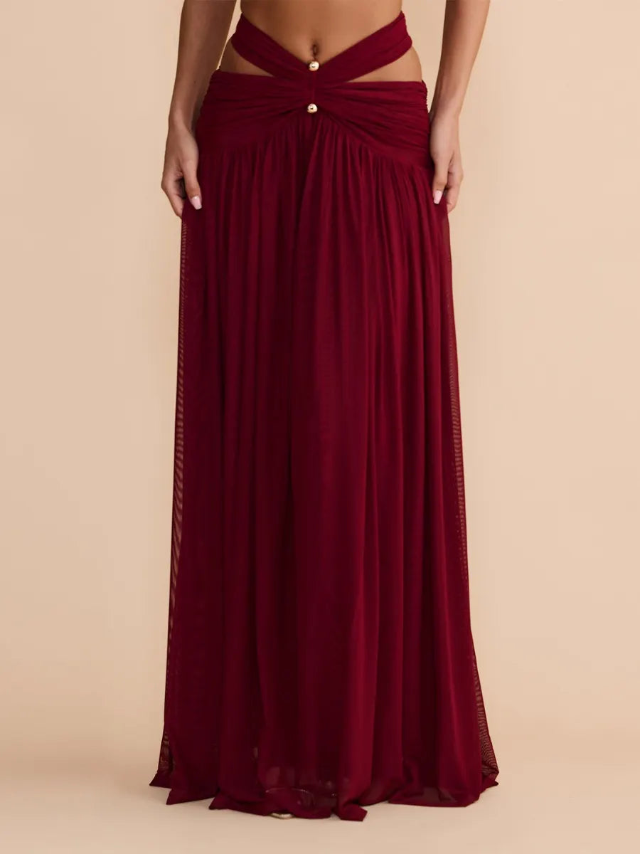 Marisol Cut Out Halter Mesh Maxi Dress Set