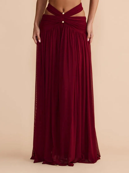Marisol Cut Out Halter Mesh Maxi Dress Set