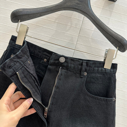 Prada 25 Denim Skirt Black Cotton