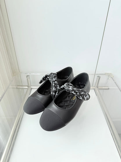 Chanel 26 Double C Heel Pump With Silk Ribbon Black Lambskin 597333