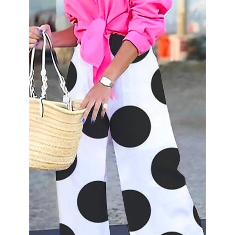 Loose Wide Leg Polka-Dot Casual Pants Bottoms Pants