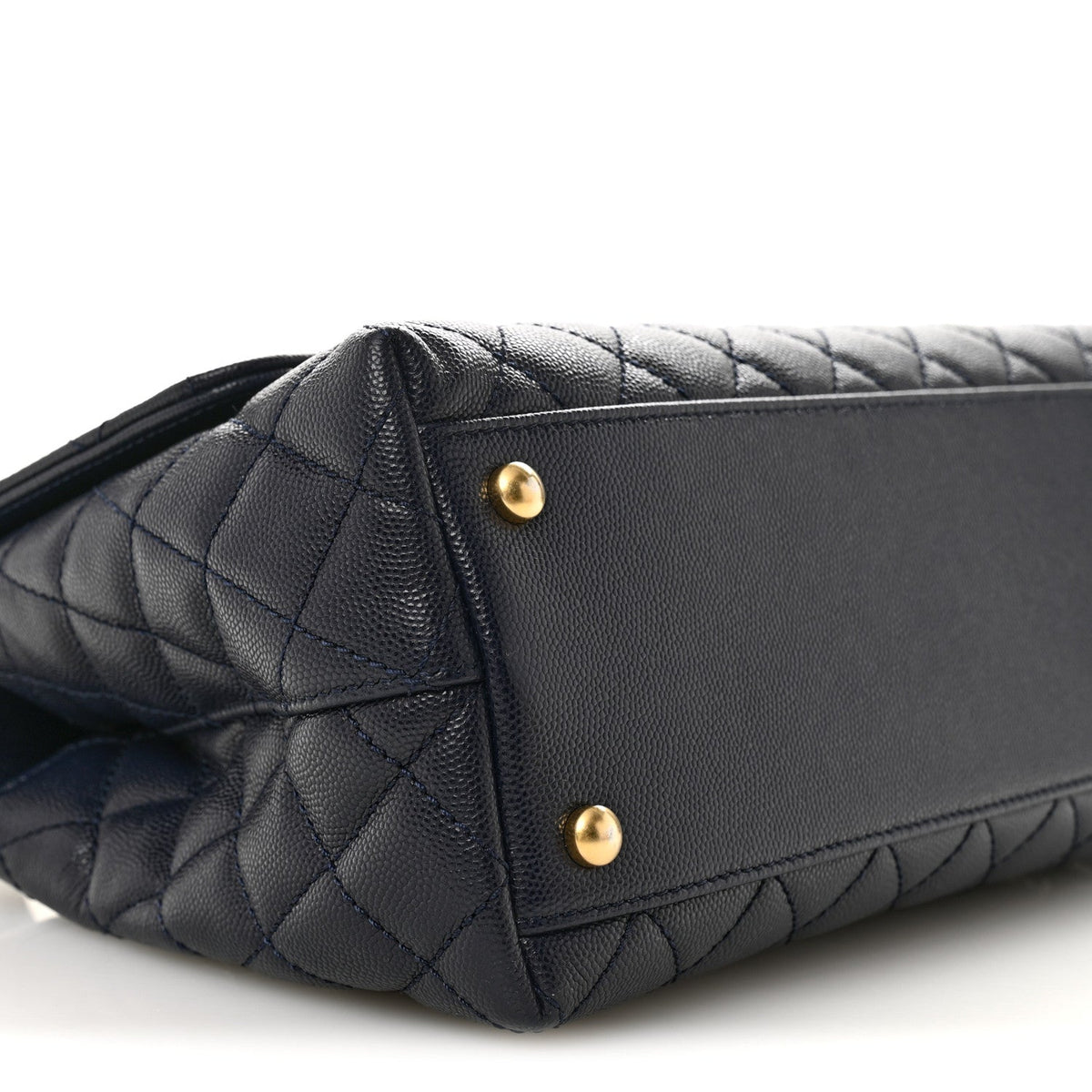 Caviar Quilted Small Coco Chain Handle Flap Navy Blue