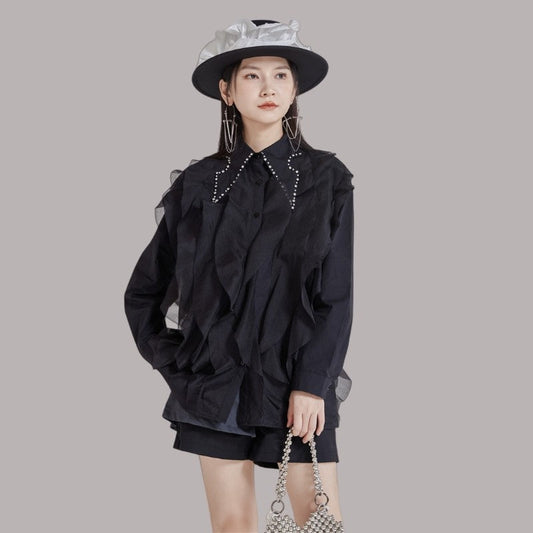 Rhinestone Collar Shirt
