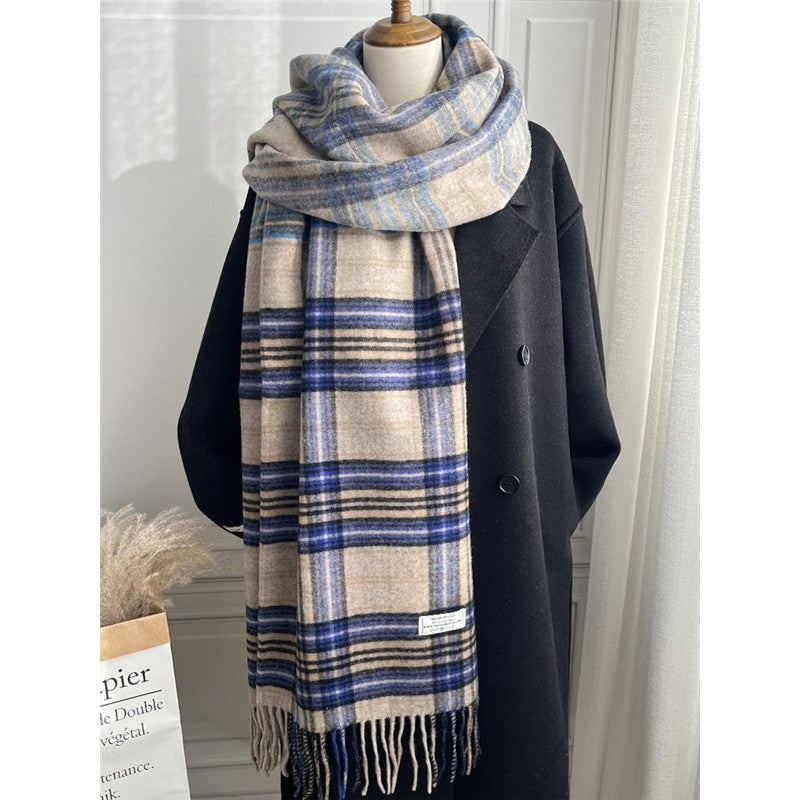 Fringed Plaid Shawl Scarf