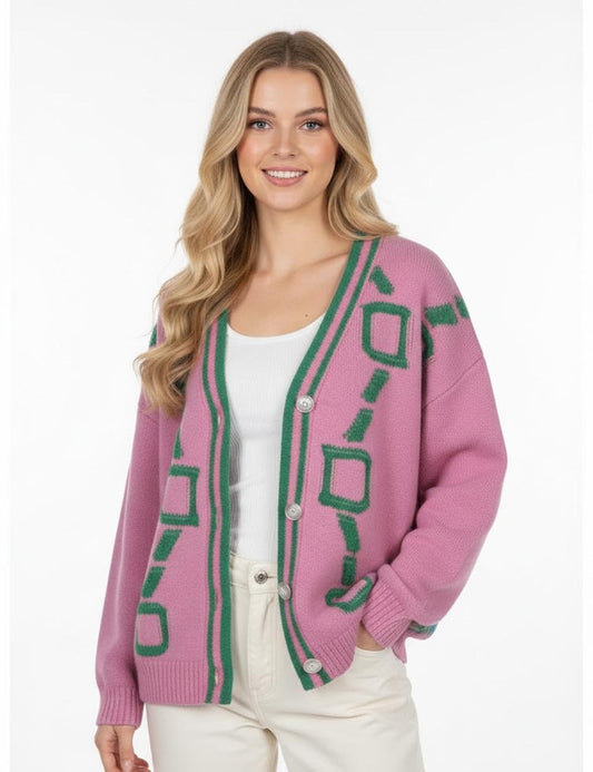 Casual V-Neck Long Sleeve Loose Knit Cardigan