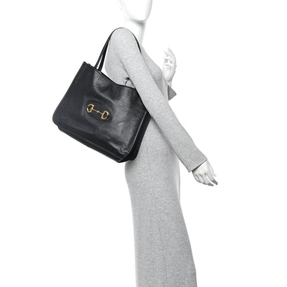 New Sakai Calfskin Lux Horsebit 1955 Tote Bag Black