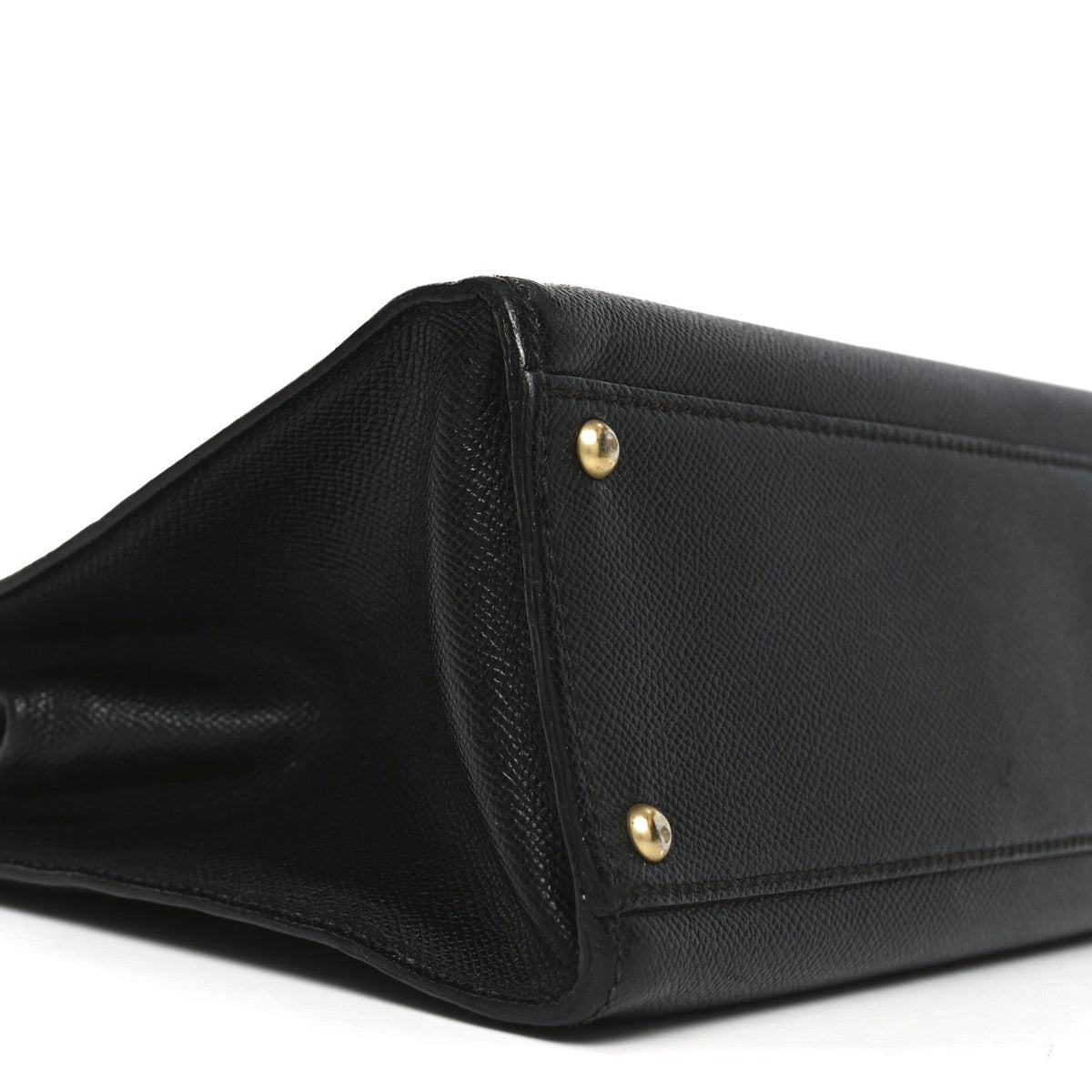 Grained Calfskin Logo Shoulder Bag Black