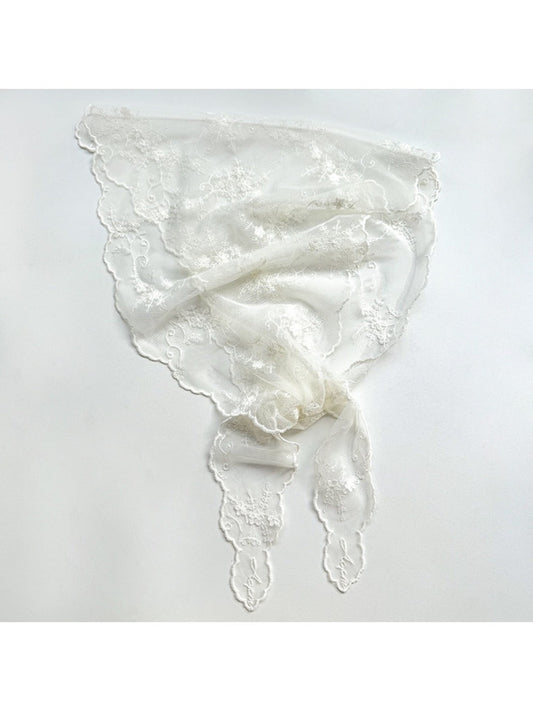 Scarvii - Sweet Lace Sheer Triangle Scarf - Feminine &amp; Delicate