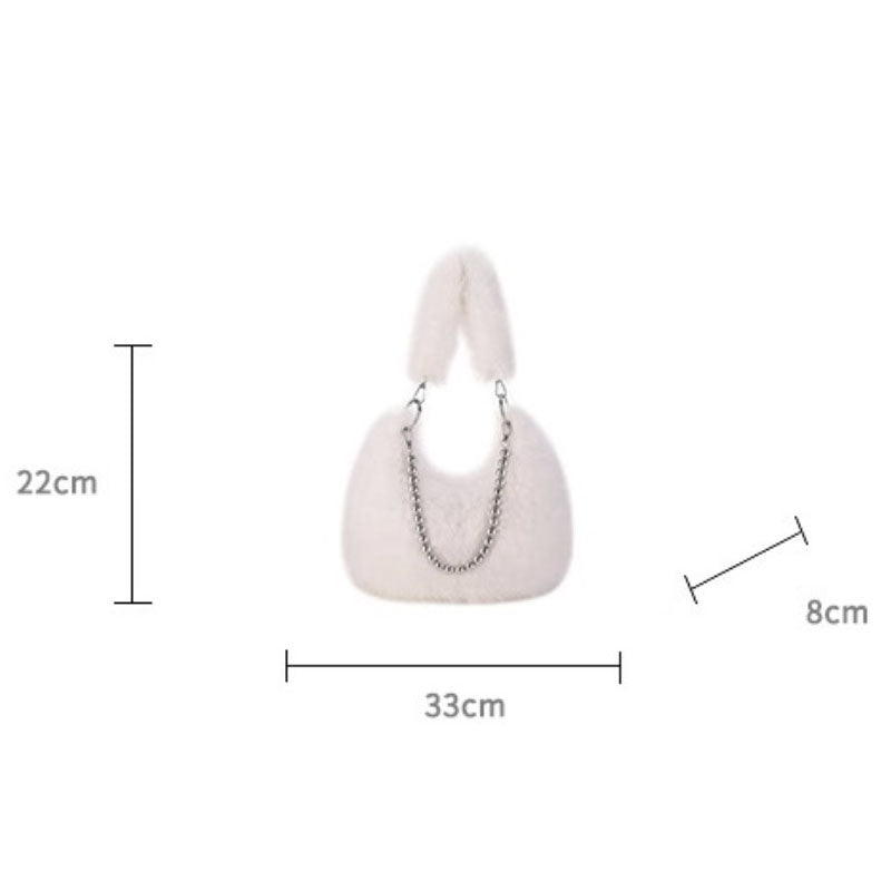 Elegant Furry Faux Fox Fur Shoulder Bag