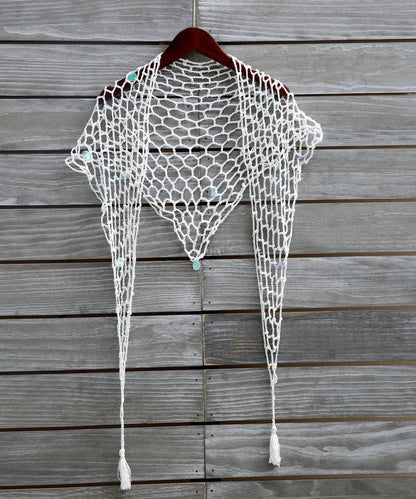 Beach Shawl Sunscreen Sexy Fishnet Sequin Triangle Cover-Up