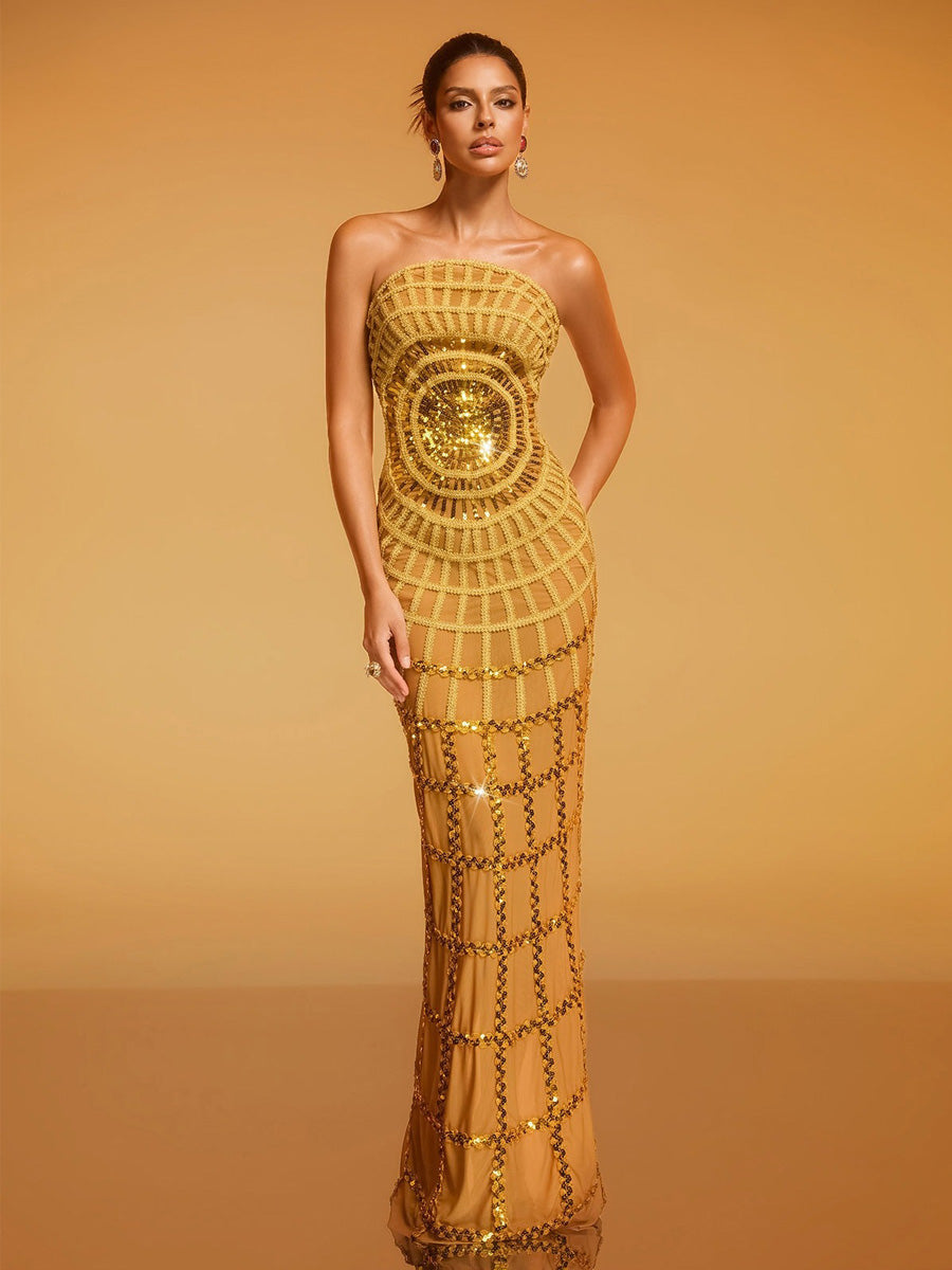 Lila Strapless Sequin Maxi Dress
