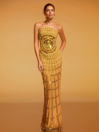 Lila Strapless Sequin Maxi Dress