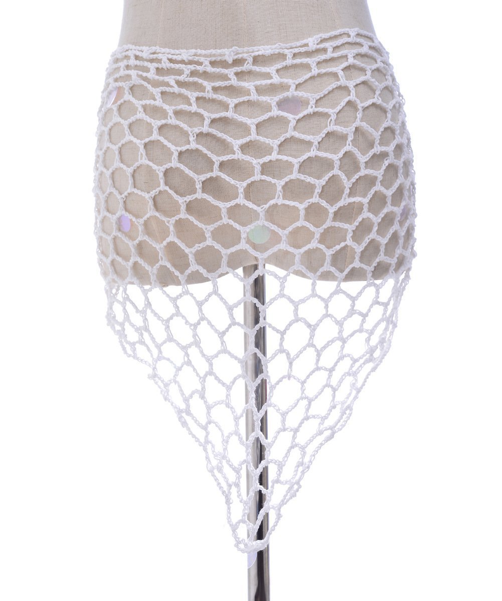 Beach Shawl Sunscreen Sexy Fishnet Sequin Triangle Cover-Up