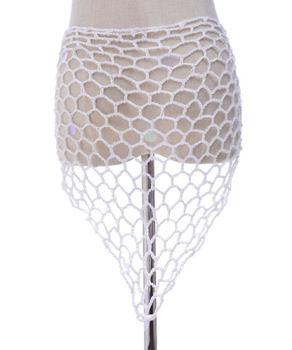 Beach Shawl Sunscreen Sexy Fishnet Sequin Triangle Cover-Up