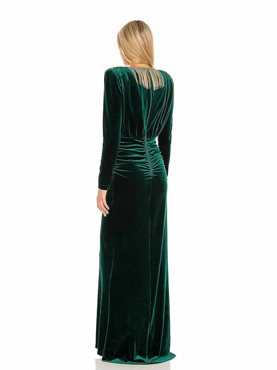 Cecelia Velvet V Neck Maxi Dress