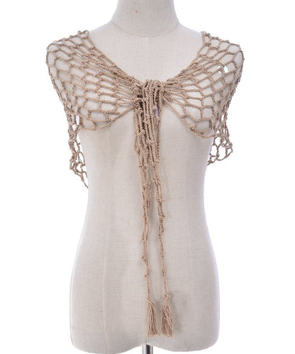 Beach Shawl Sunscreen Sexy Fishnet Sequin Triangle Cover-Up