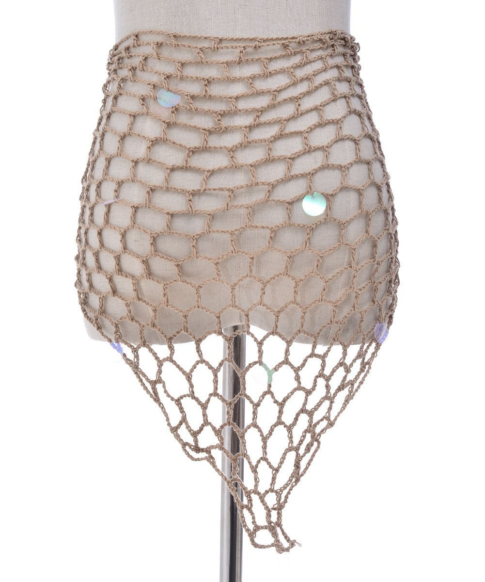 Beach Shawl Sunscreen Sexy Fishnet Sequin Triangle Cover-Up