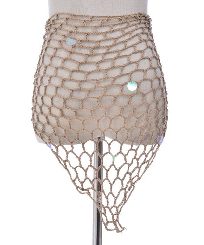 Beach Shawl Sunscreen Sexy Fishnet Sequin Triangle Cover-Up