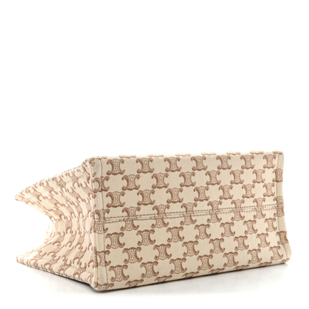 Canvas Calfskin Triomphe Print Small Cabas Thais White