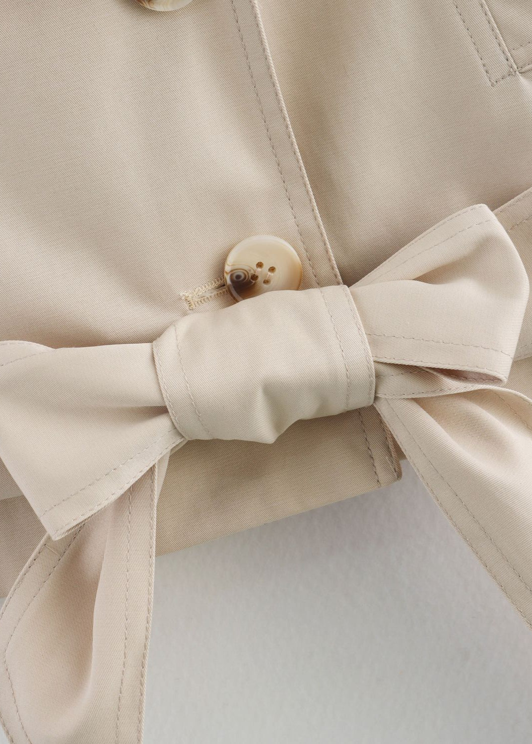 Cropped Belted Trench Jacket Polyester Matte Finish