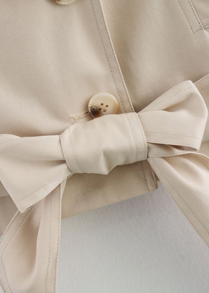 Cropped Belted Trench Jacket Polyester Matte Finish