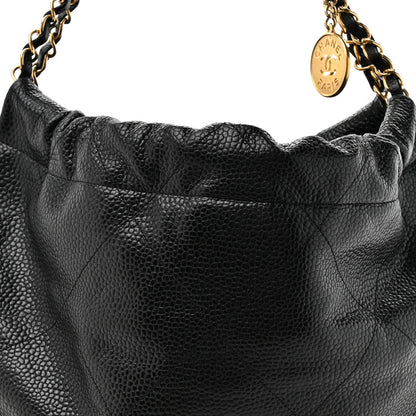 Shiny Caviar Quilted Chanel 22 Black