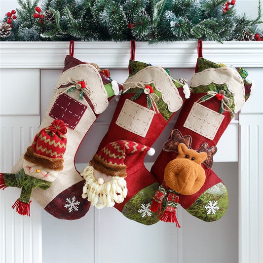 Christmas Stocking Candy Bag Pendant House Big Stocking Decoration Gift Bag