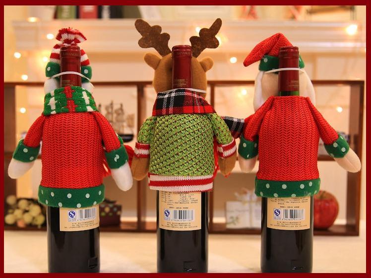 Christmas Figurines Champagne Bottle Set