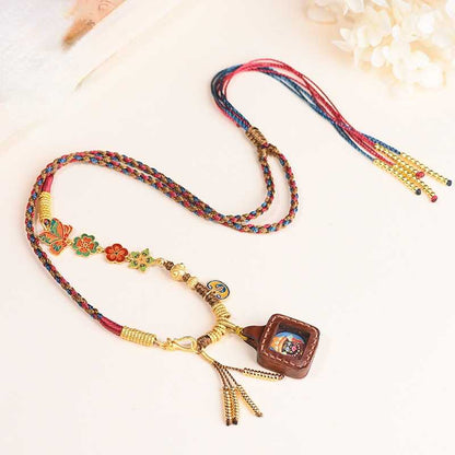 Tibetan Ethnic Style Pendant Rope Zakilam Tangka Women'S Neck Hanging Gold Yellow God Of Wealth Hanging Rope