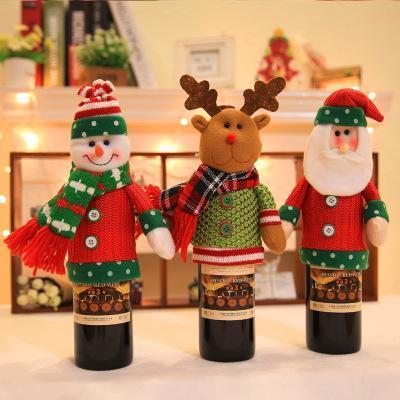 Christmas Figurines Champagne Bottle Set