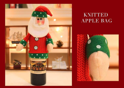 Christmas Figurines Champagne Bottle Set